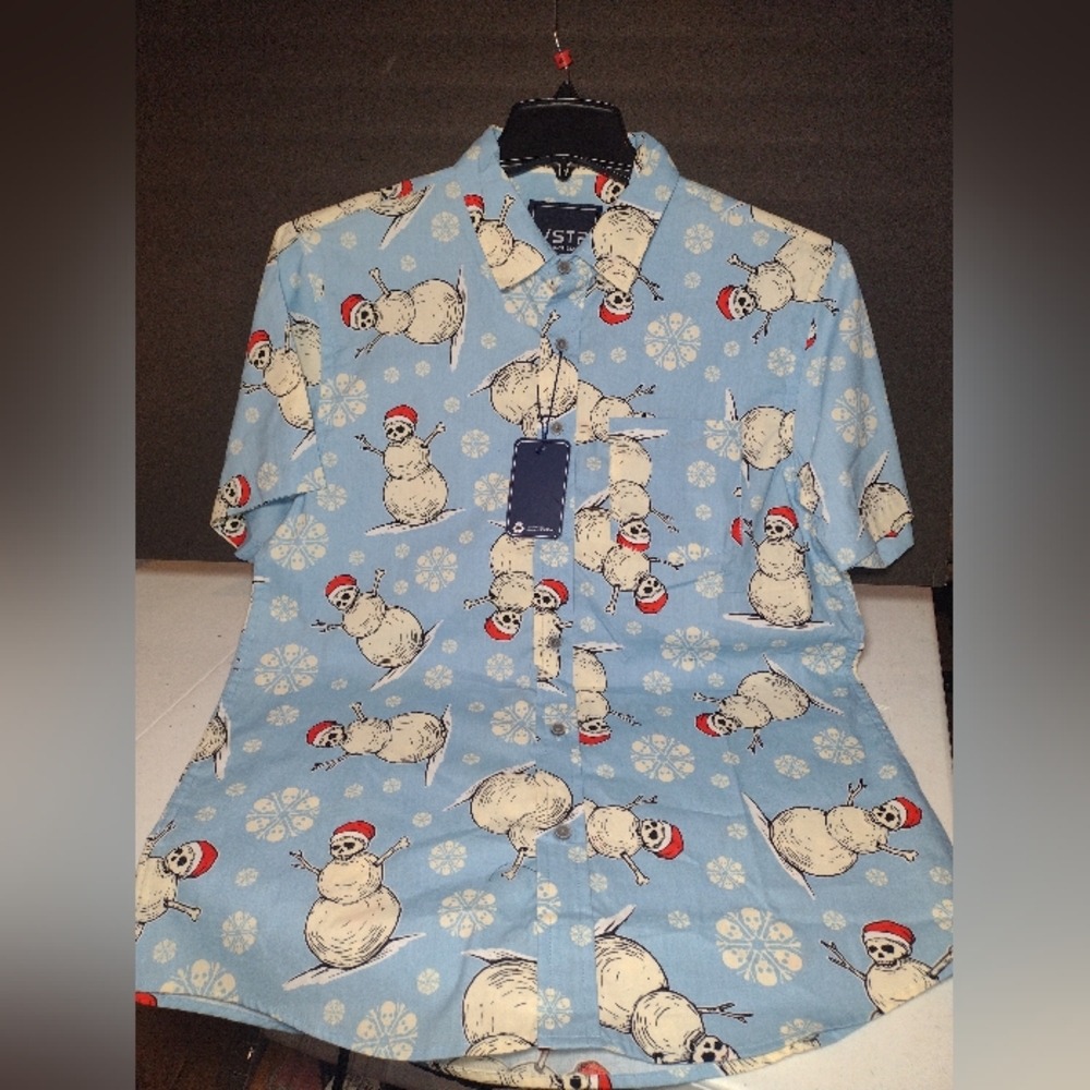 Men's Holiday Skull Snowman Short Sleeve...